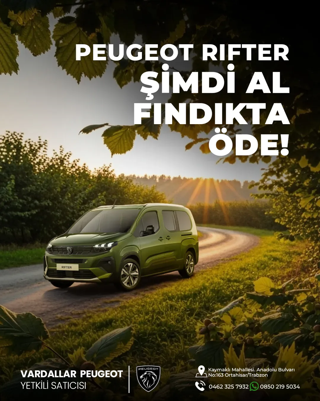 Vardallar Peugeot Rifter Fındıkta Öde Samsun sosyal medya referansı (Post)