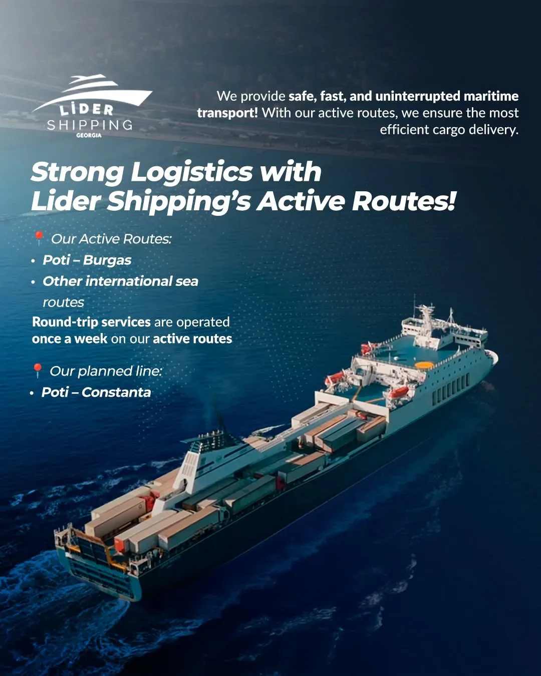 Lider Shipping Georgia Samsun sosyal medya referansı (Post)